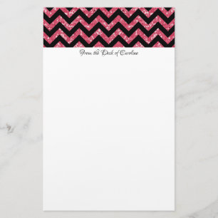 Pink Glitter Chevron Stationery