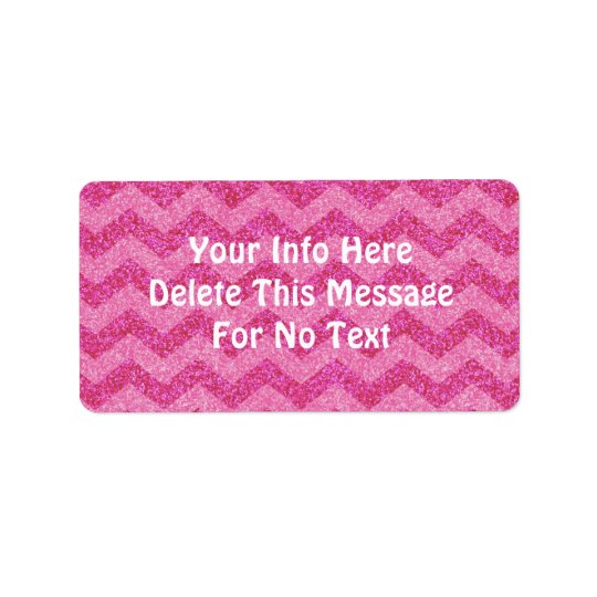 pink glitter chevron zig zag sparkles address label
