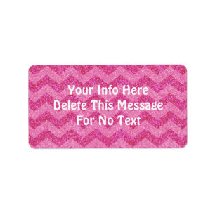 pink glitter chevron zig zag sparkles label