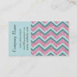 Pink Glitter Chevron ZigZag  Pattern Business Card