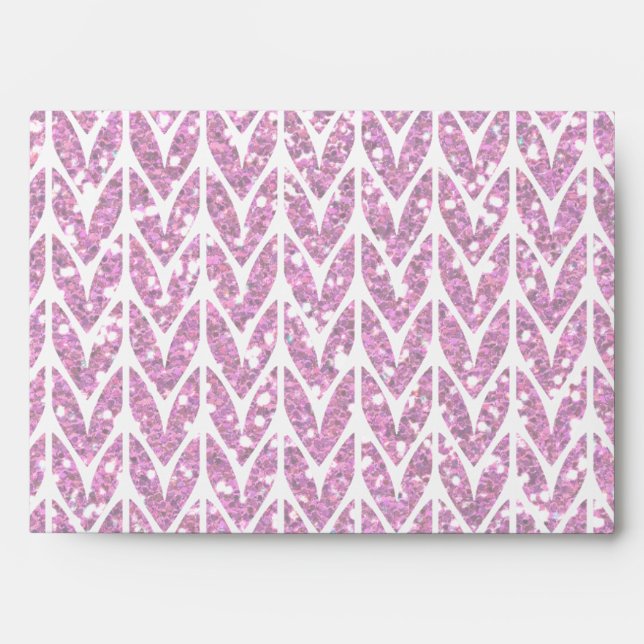 Pink Glitter Chevrons Knit Pattern Print Envelopes (Front)