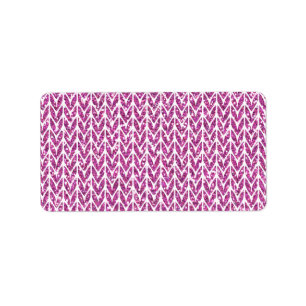 Pink Glitter Chevrons Knit Pattern Print Label
