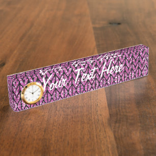 Pink Glitter Chevrons Knit Pattern Print Nameplate