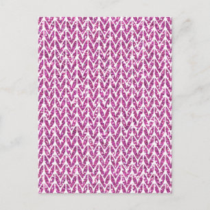 Pink Glitter Chevrons Knit Pattern Print Postcard