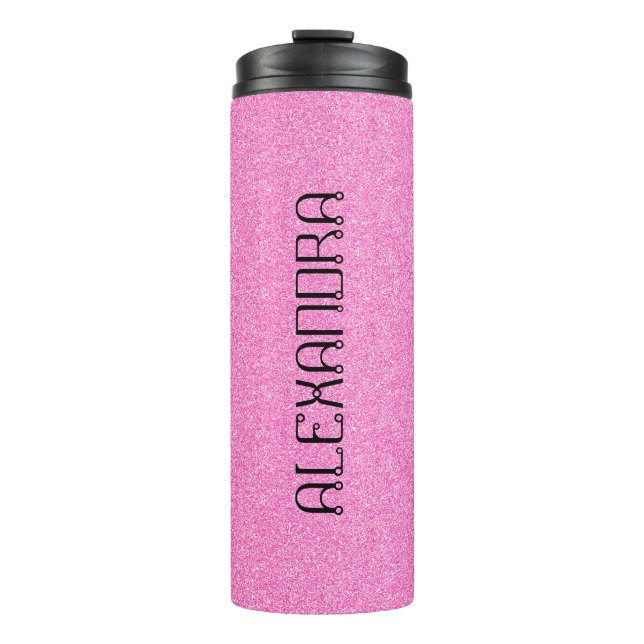 Pink Glitter Chic Pattern Mame Personalised Thermal Tumbler (Front)