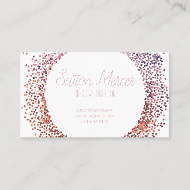 Pink Glitter Circle Business Card (Front)