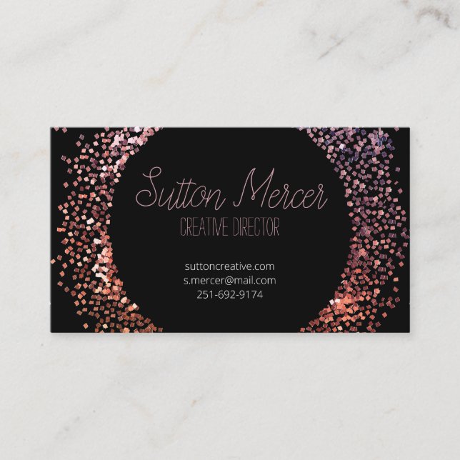 Pink Glitter Circle Business Card (Front)