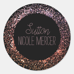 Pink Glitter Circle Classic Round Sticker