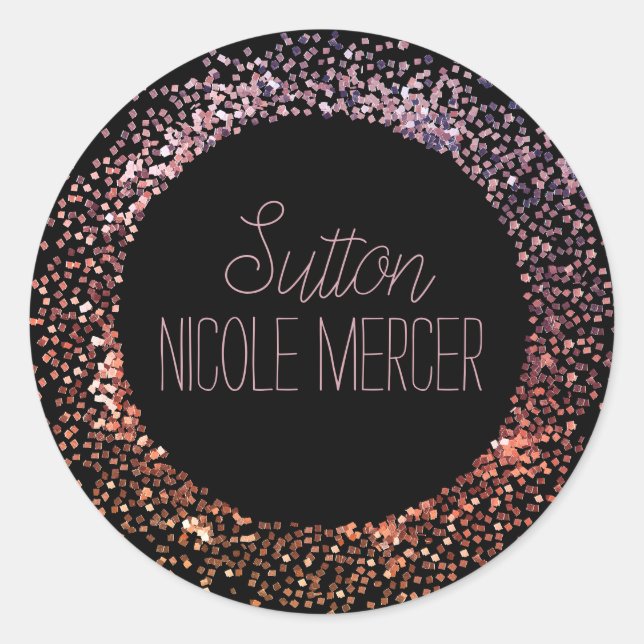 Pink Glitter Circle Classic Round Sticker (Front)