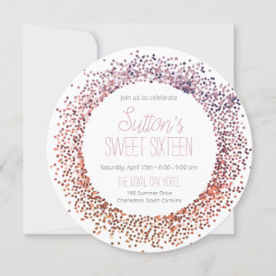 Pink Glitter Circle Invitation
