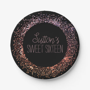 Pink Glitter Circle Paper Plate