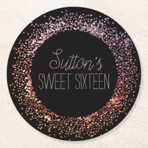 Pink Glitter Circle Round Paper Coaster