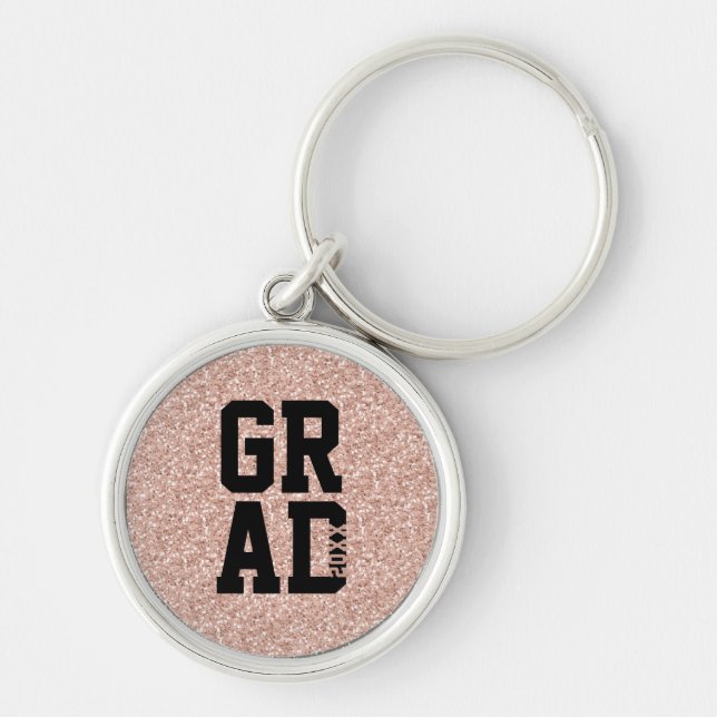 Pink Glitter Class of Graduation Keepsake Key Keyc Ring (Front)