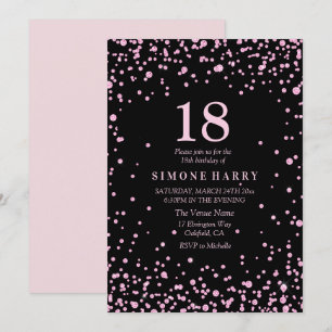 Pink Glitter Confetti 18th Birthday Party Invite