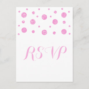 Pink Glitter Confetti Response Postcard