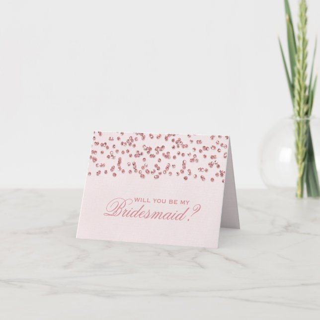 Pink Glitter Confetti Will You Be My Bridesmaid? Invitation (Front)