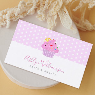 Pink Glitter Cupcake Bakery Pastry Chef Catering Business Card