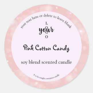 Pink Glitter Custom Container Candle Label