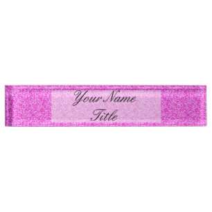 Pink Glitter Custom Desk Name Plate