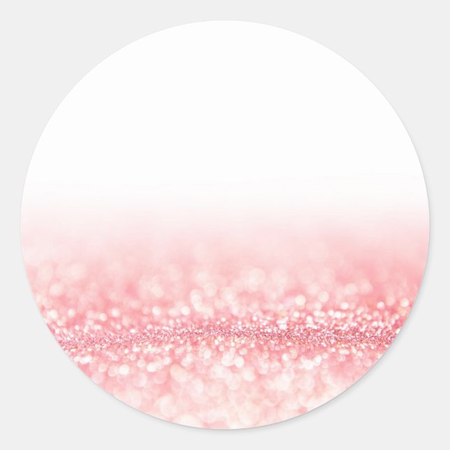 Pink Glitter Custom Trendy Classic Round Sticker (Front)