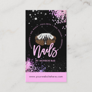 Pink Glitter Diamond Luxury Nail Tech Salon Business Card