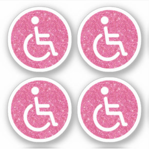 Pink glitter disabled handicap symbol