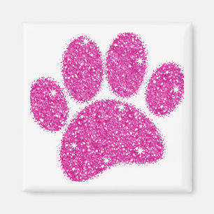 Pink Glitter Dog Pawprint Magnet