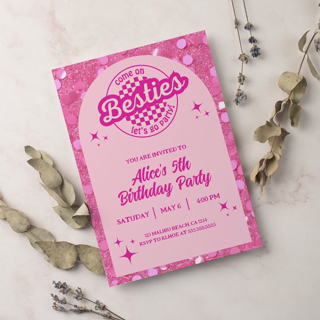 Pink Glitter Doll Themed Birthday Invitation (Creator Uploaded)