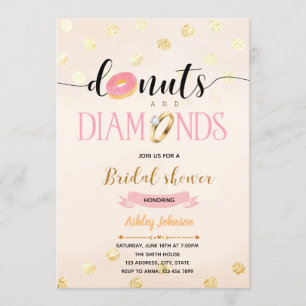 Pink glitter doughnuts and diamond invitation