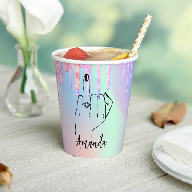 Pink Glitter Drip Bridal | Bachelorette Party Ring Paper Cups (Insitu)
