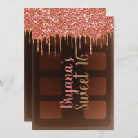 Pink Glitter Drip Chocolate Candy Bar Sweet 16