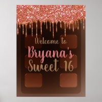 Pink Glitter Drip Chocolate Candy Bar Sweet 16
