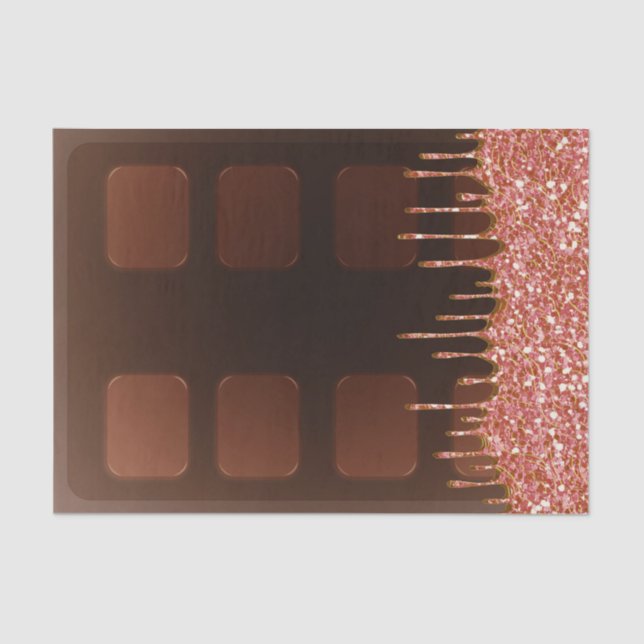 Pink Glitter Drip Chocolate Candy Bar Sweet 16 Tissue Paper (Front)