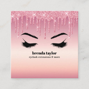 Pink Glitter Dripps Eyelash browbar professional  Square Business Card