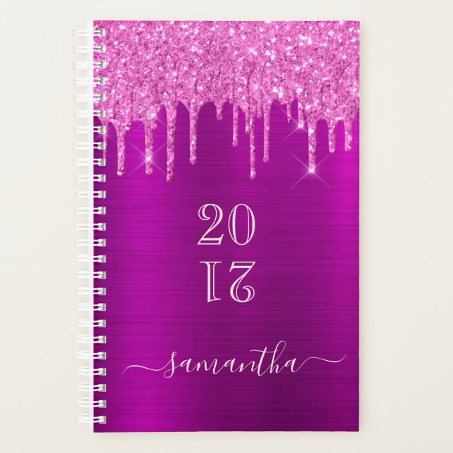 Pink glitter drips appointment book planner (Front)