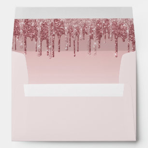 Pink Glitter Drips Baby Shower Feet Envelope