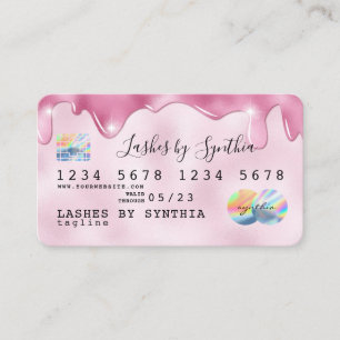 Pink glitter drips Credit Card hologram add name