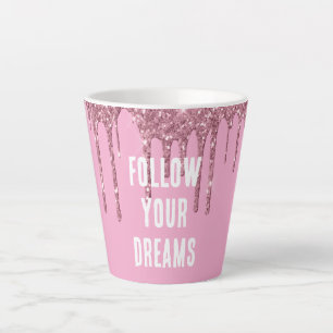 Pink Glitter Drips Latte Mug