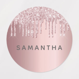 Pink glitter drips monogram name