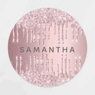 Pink glitter drips monogram name