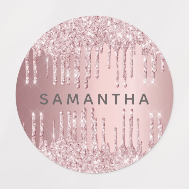 Pink glitter drips monogram name (Design 1)