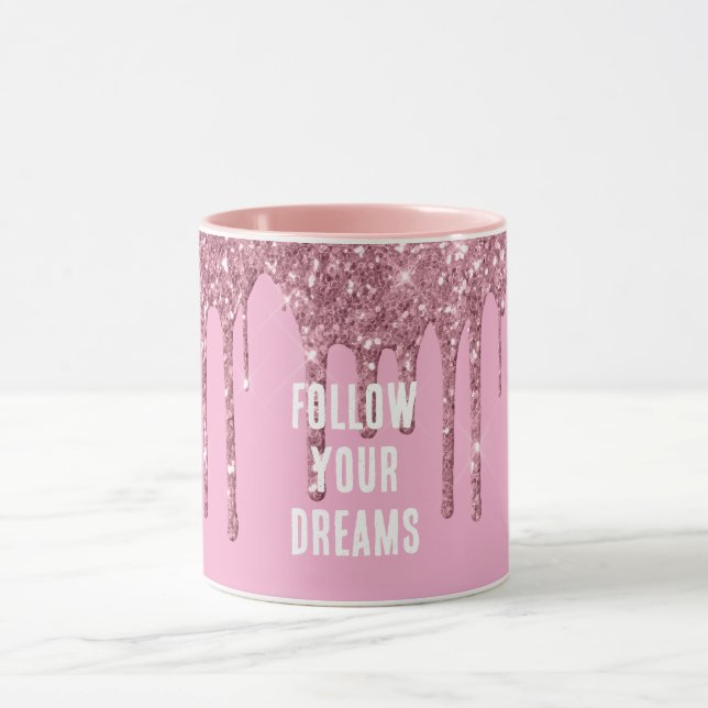 Pink Glitter Drips Mug (Center)