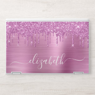 Pink Glitter Drips Personalised HP Laptop Skin