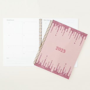 Pink Glitter Drips Planner 2025