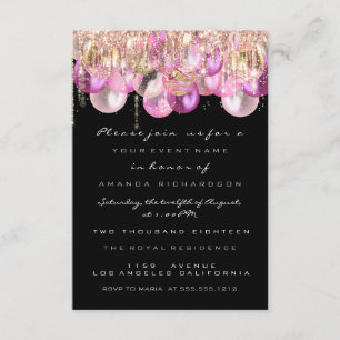 Pink Glitter Drips Rose Confetti Bridal Sweet 16th Invitation