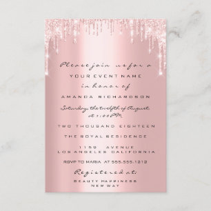 Pink Glitter Drips Rose Gold  Bridal Quirceanera Invitation