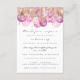 Pink Glitter Drips Rose Gold  Bridal Sweet 16th Invitation