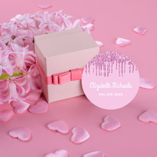 Pink glitter drips white name girl