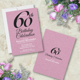 Pink Glitter Elegant 60th Birthday Party Invitation