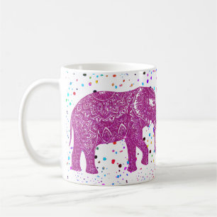Pink glitter elephant coffee mug